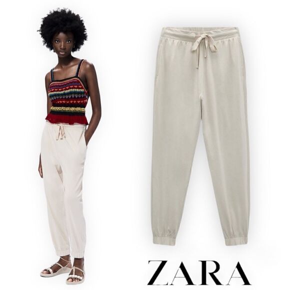 Zara Pants - ZARA | Sand | COTTON JOGGER PANTS